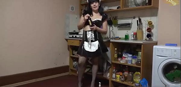  Hot Maid In The Kitchen Ass Fuck Bottle